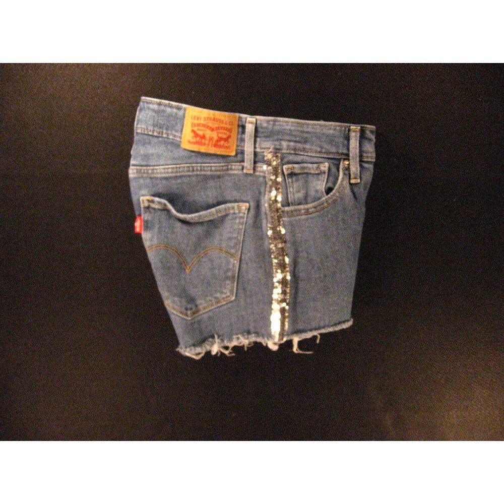 LEVIS Womans 721 Skinny CUTOFF JEAN SHORTSJuniors W 25 Blue Denim Stretch Sequin